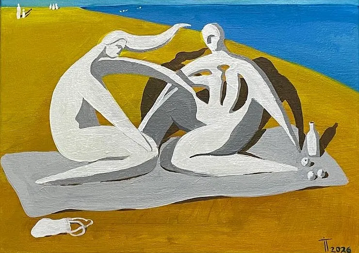 Image of Series of works “On the Beach” / 1 by Illya Tkachenko, size: 35х25, made of Acrylic on canvas, Painting medium, part of the On the beach series, priced at $150 (≈ 6,785 грн)