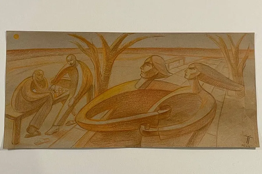 Image of Shadows Over the Chess by Illya Tkachenko, size: 29х62,5, made of Paper,Colored pencils., Graphics medium, from Львів , priced at $100 (≈ 4,523 грн)