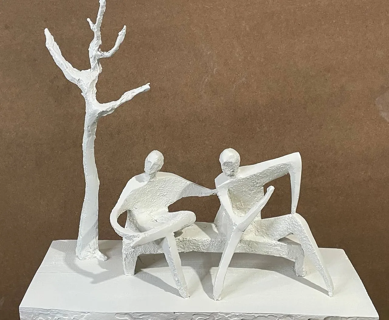 Image of Two Under the Tree by Illya Tkachenko, made of Plaster, acrylic., Sculpture medium Photo 4 of 4.
